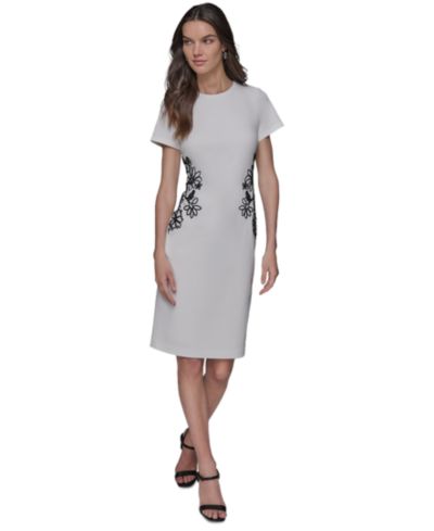 KARL LAGERFELD PARIS Women's Soutache Short-Sleeve Sheath Dress