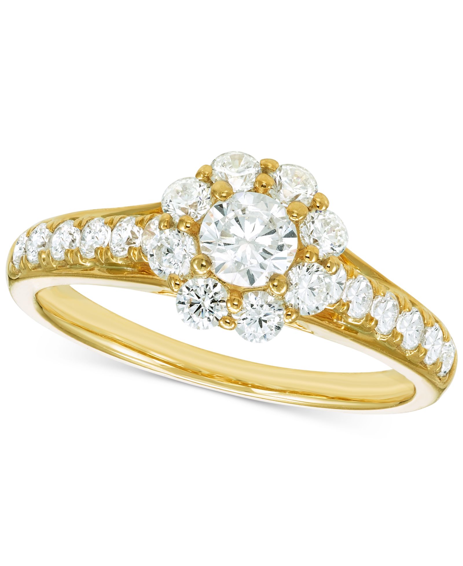 Помолвочное кольцо с бриллиантовым ореолом 1 ct. t.w. в желтом золоте 14k