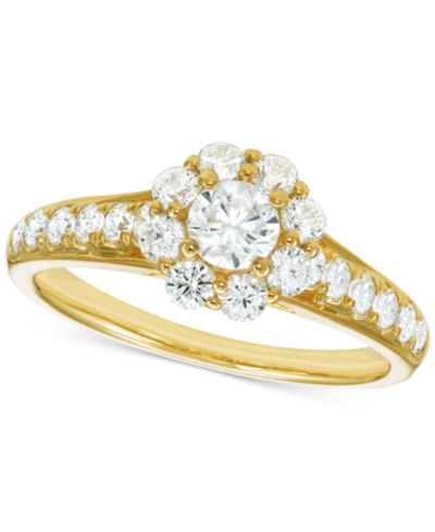 Помолвочное кольцо с бриллиантовым ореолом 1 ct. t.w. в желтом золоте 14k