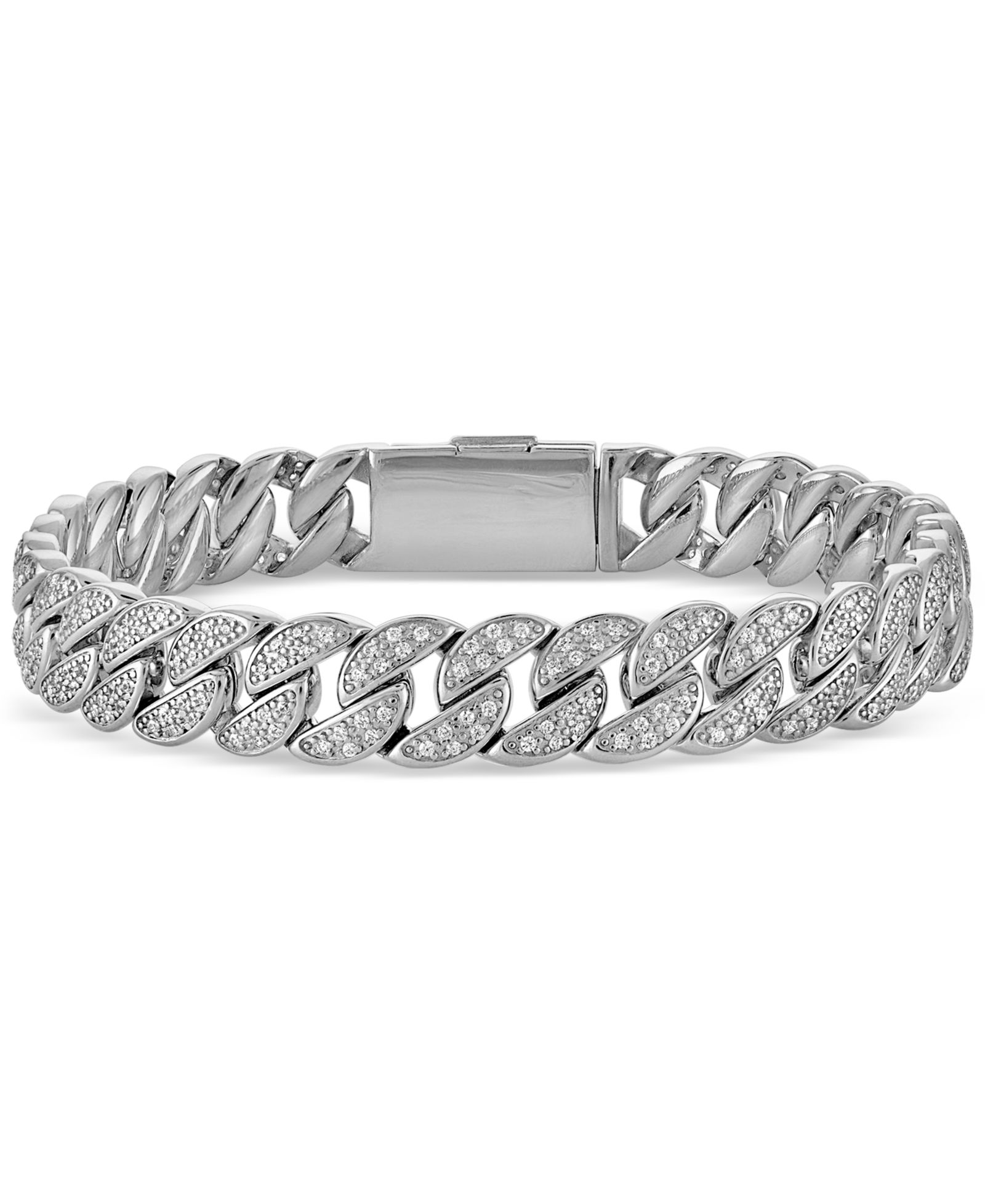 Esquire Мужской браслет Cuban Link с бриллиантами, Sterling Silver