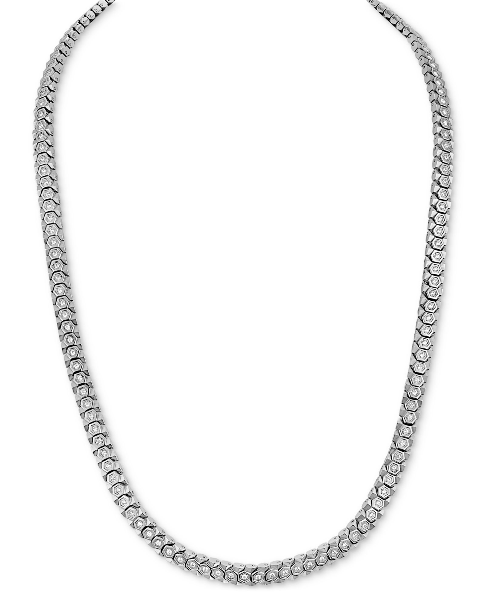 Мужское ожерелье Esquire Jewelry Cubic Zirconia Honeycomb Link, 24" Black Stainless Steel