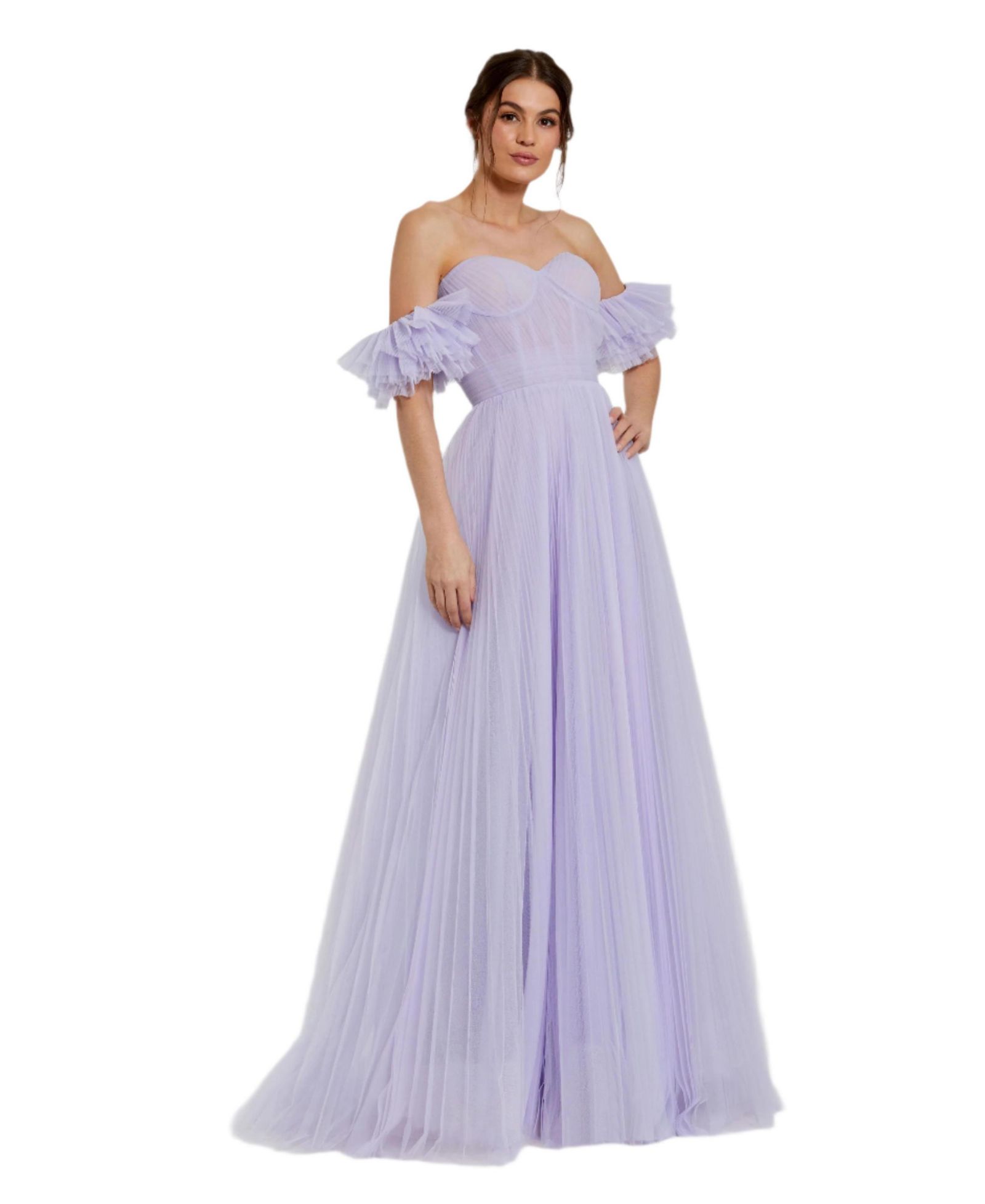 Mac Duggal Женское вечернее платье A-line из тюля с открытыми плечами