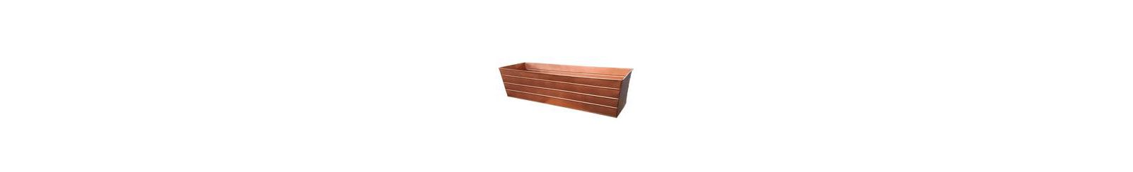Decorative Metal Planter - Large Rectangular Box with Embossed Lines