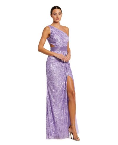 Mac Duggal Женское вечернее платье с пайетками, открытым плечом и кружевом
