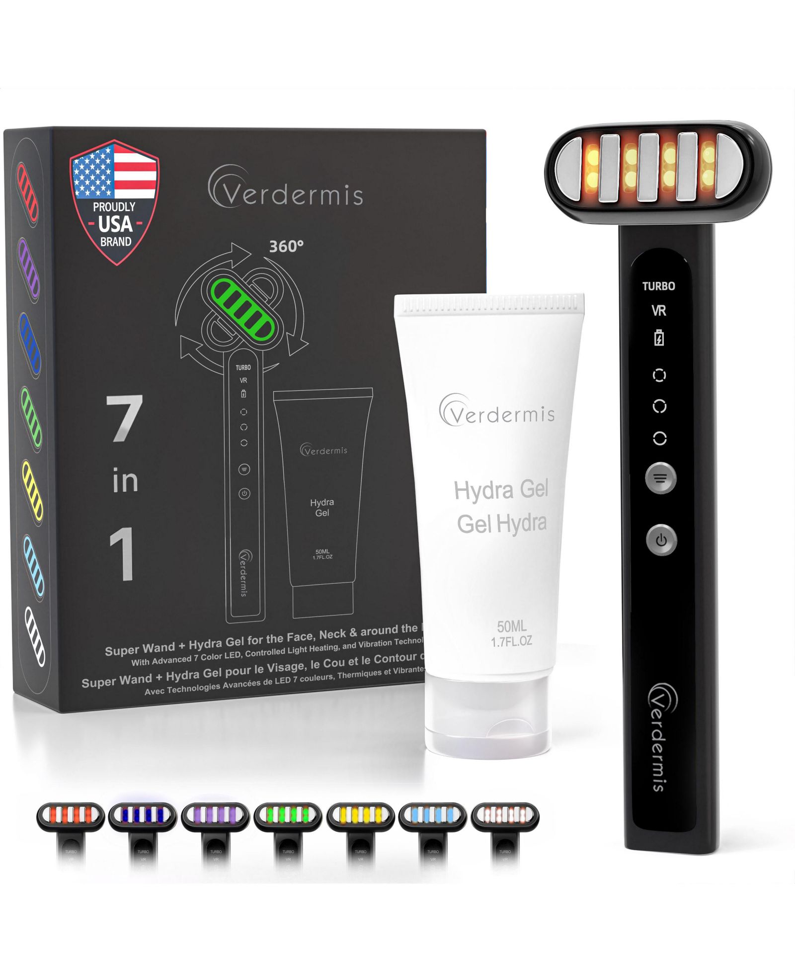 Verdermis 7 Color LED Super Wand + Hydra Gel