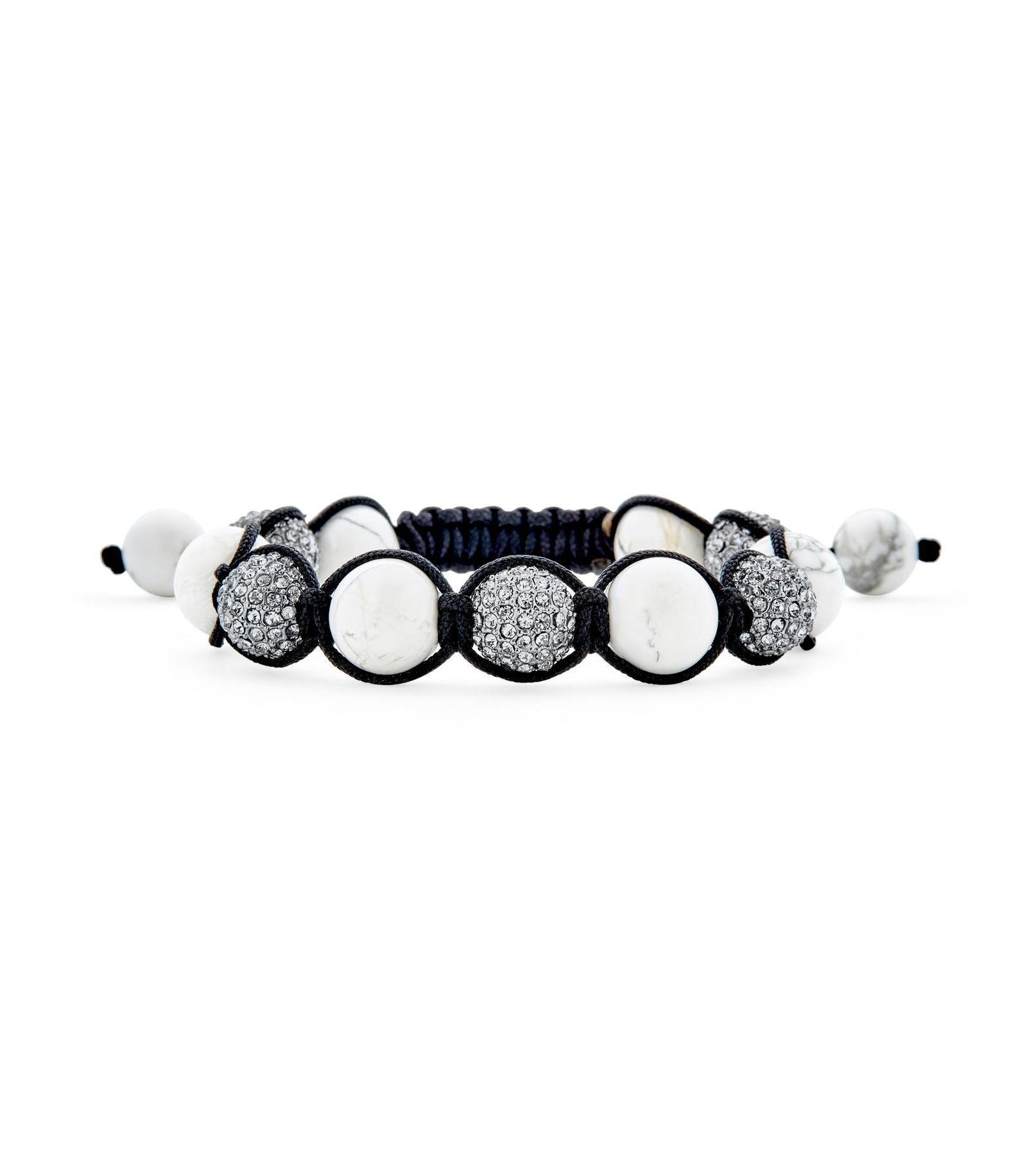 Браслет Bling Jewelry White Howlite Pave Crystal Shamballa Inspired Bolo 12MM