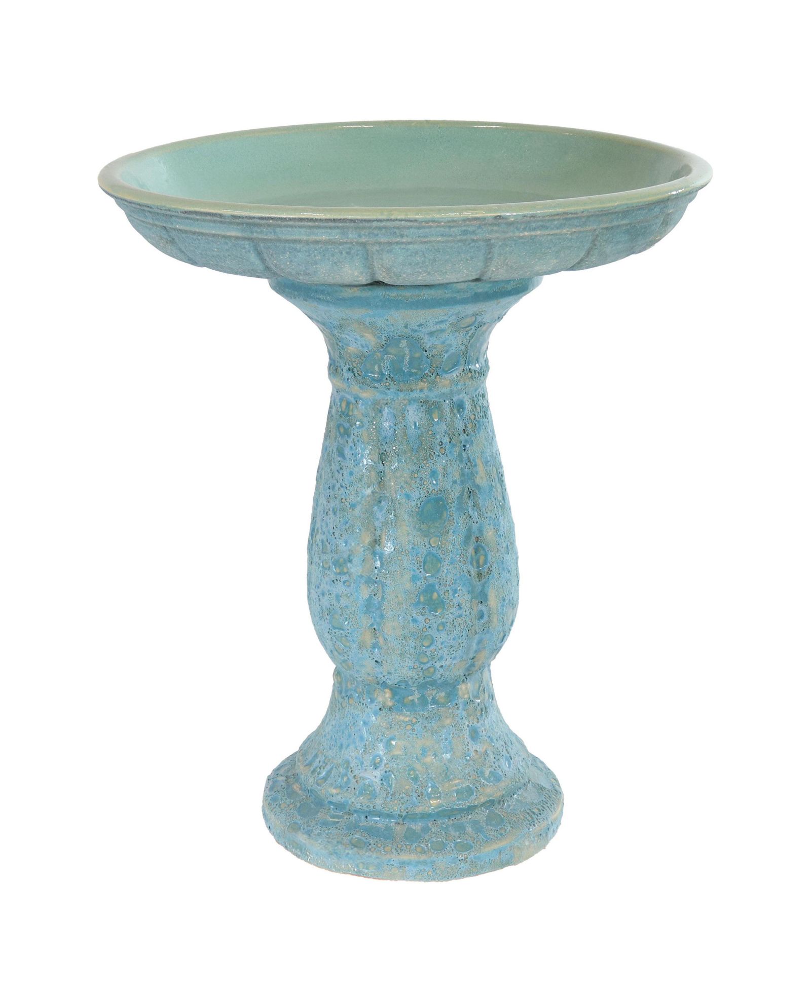Керамическая чаша для птиц Sunnydaze Decor Avignon Blue Distressed Ceramic