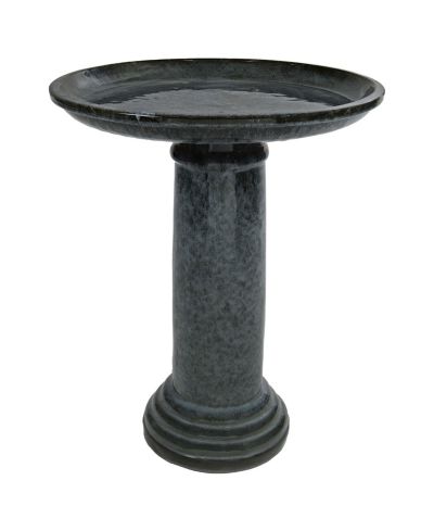 Toulon Ceramic Bird Bath - Black Mist - 24.5" H