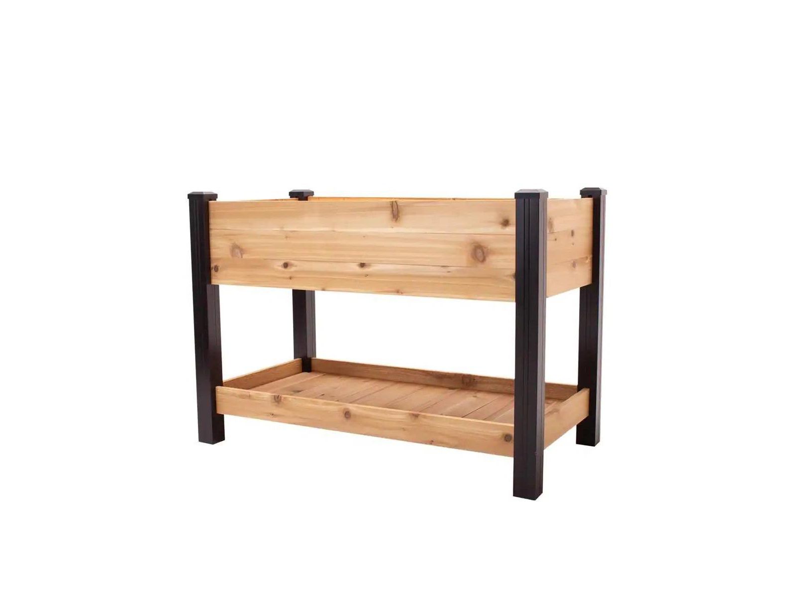 2-Ft x 4-Ft Cedar Wood Raised Garden Bed Planter Bed with Vinyl Legs