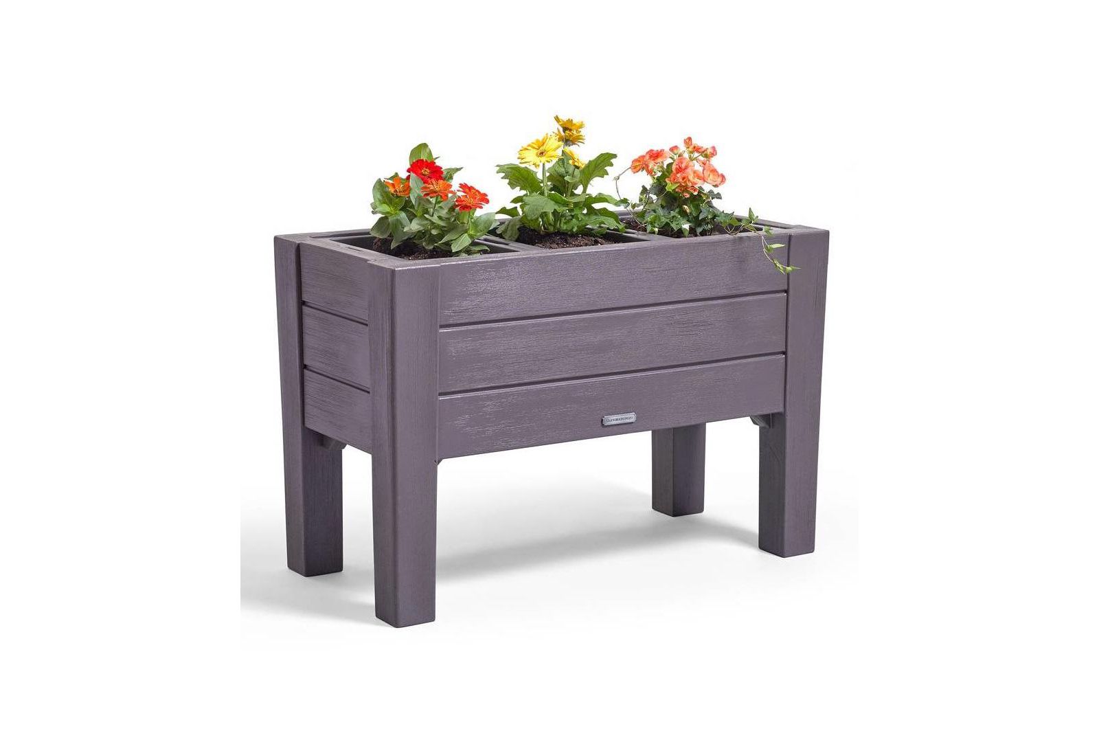 Rectangular Plastic Raised Garden Bed Planter Box - Cedar Wood Finish