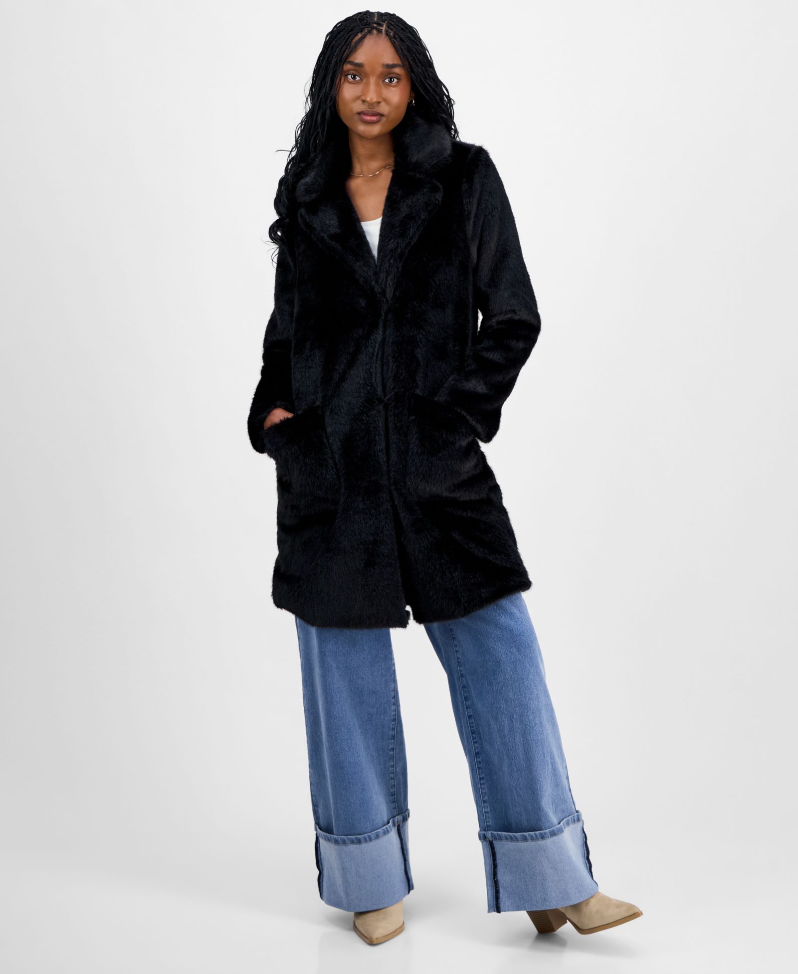 Детское пальто CoffeeShop Juniors' Notched-Collar Faux-Fur Walker Coat