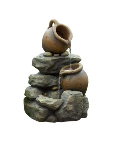 Outdoor Garden Polyresin Rock and Pitchers Waterfall Fountain with Pump