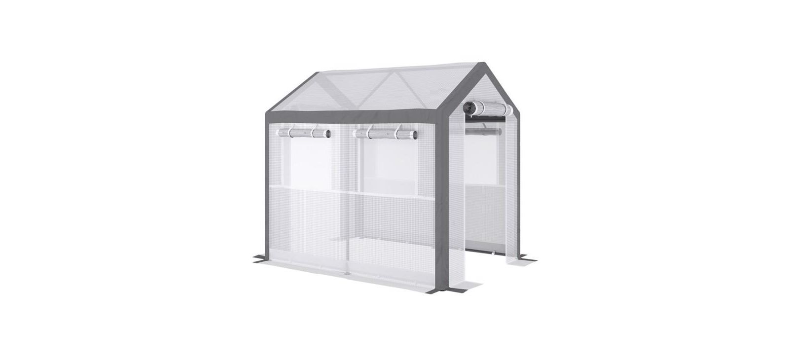 Large Walk-In Plant Greenhouse with Ventilated Windows and Zipper Door-White