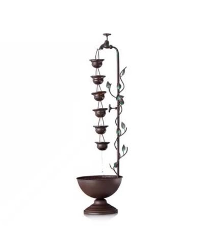 Indoor Outdoor 6-Tier Water Fountain with Hanging Cups Design
