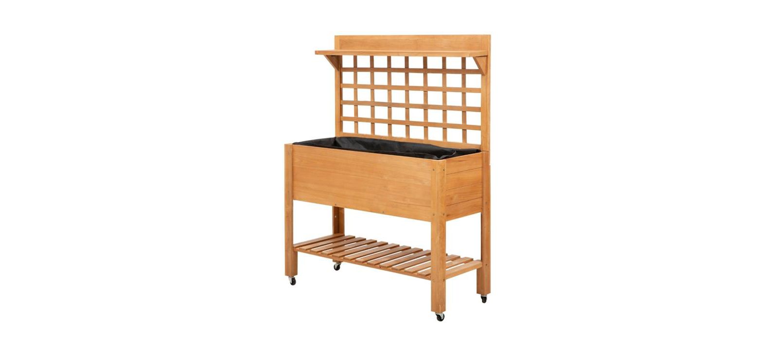 Wooden Garden Box with Separate Planter and Storage Compartments