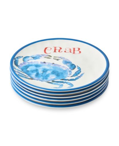 Certified International Beach House Crab Melamine Salad Plates, Set of 6