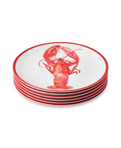 Certified International Beach House Lobster Melamine Dinner Plates, Set of 6
