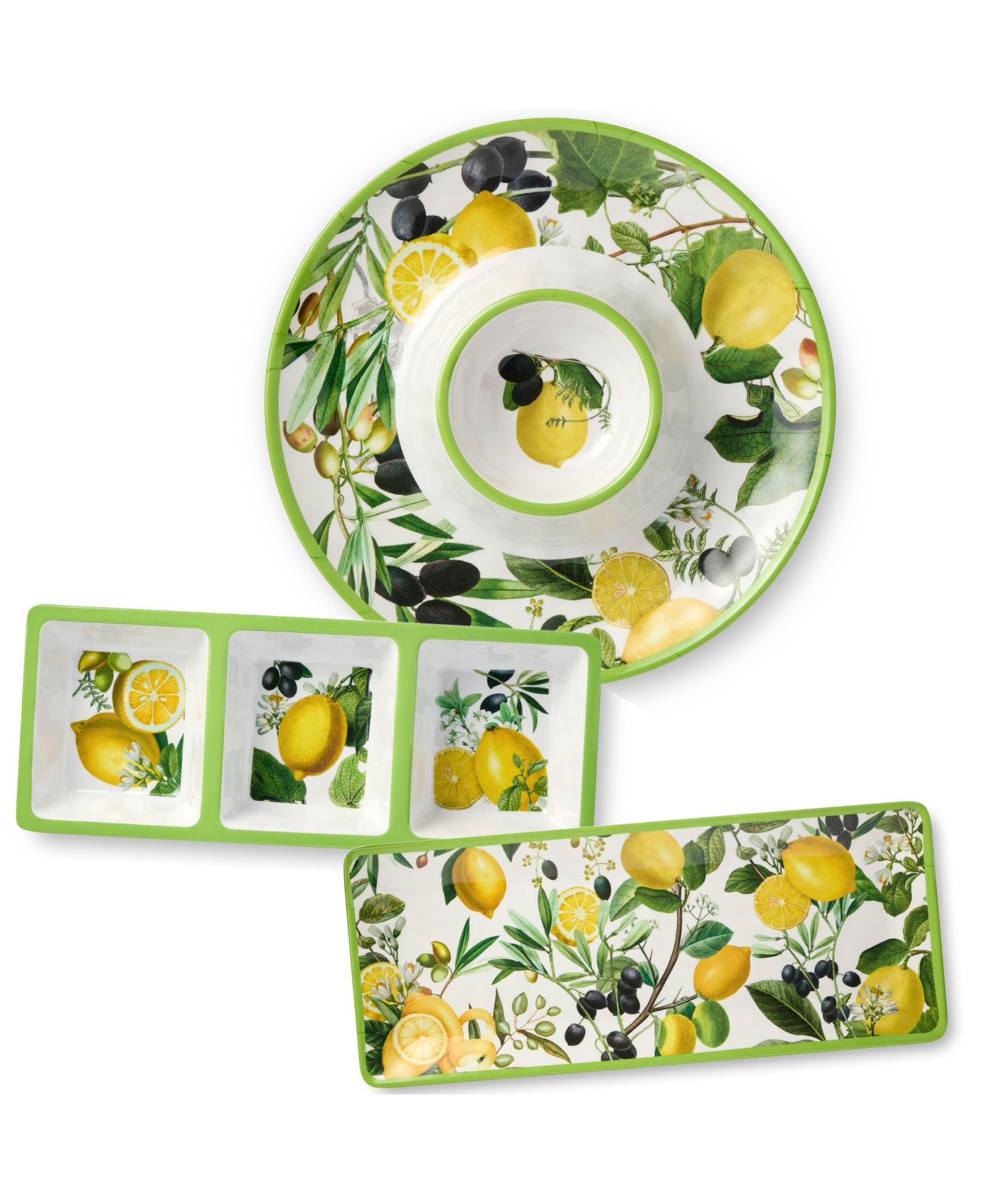 Набор для сервировки Certified International Limone Melamine 3-Piece Hostess