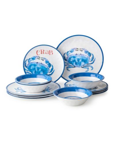 Certified International набор столовой посуды Beach House Crab из меламина, 12 шт., на 4 персоны