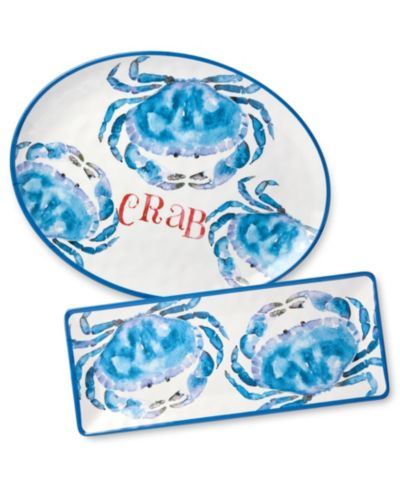 Certified International Beach House Crab Melamine Platters, Set of 2