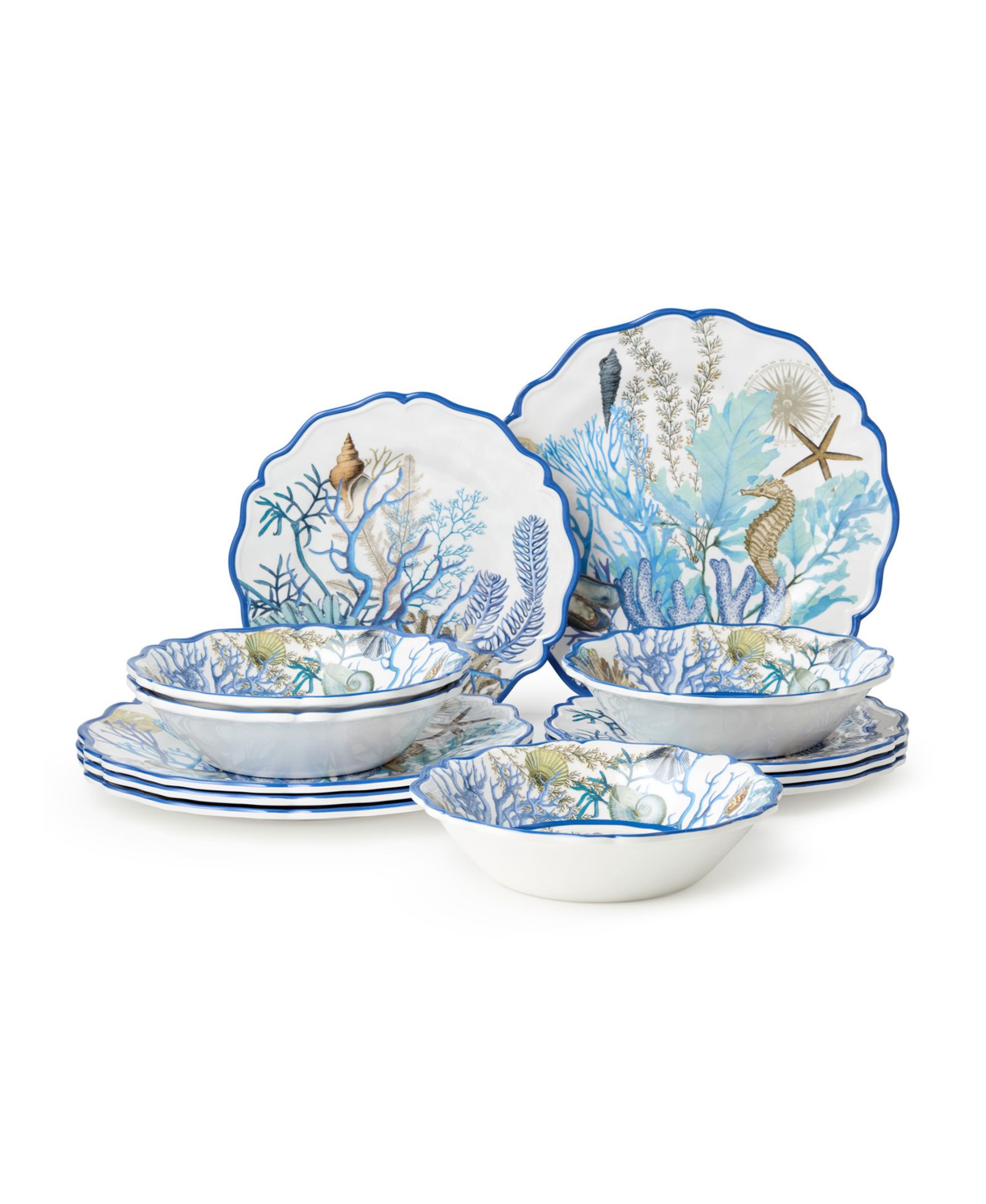 Certified International Blue Lagoon Melamine 12-Pc. Dinnerware Set, Service For 4