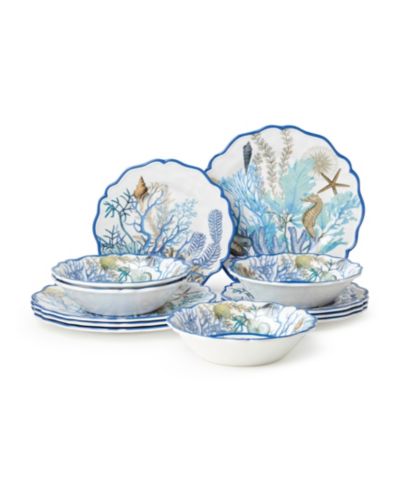Certified International Blue Lagoon Melamine 12-Pc. Dinnerware Set, Service For 4