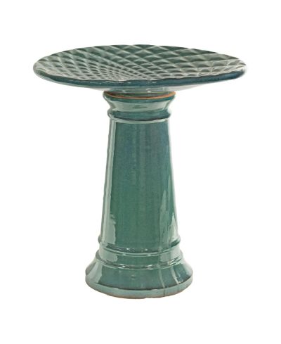 Rennes Ceramic Bird Bath - Turquoise - 22.5" H
