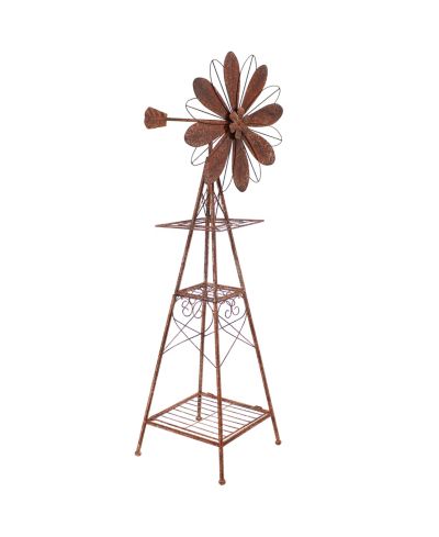 Садовая статуя Sunnydaze Decor металлическая ветряная мельница рустик, 51" высота, коричневый/медный