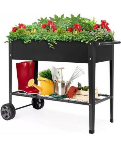 Металлическая садовая грядка на колесах 37-inch x 15-inch