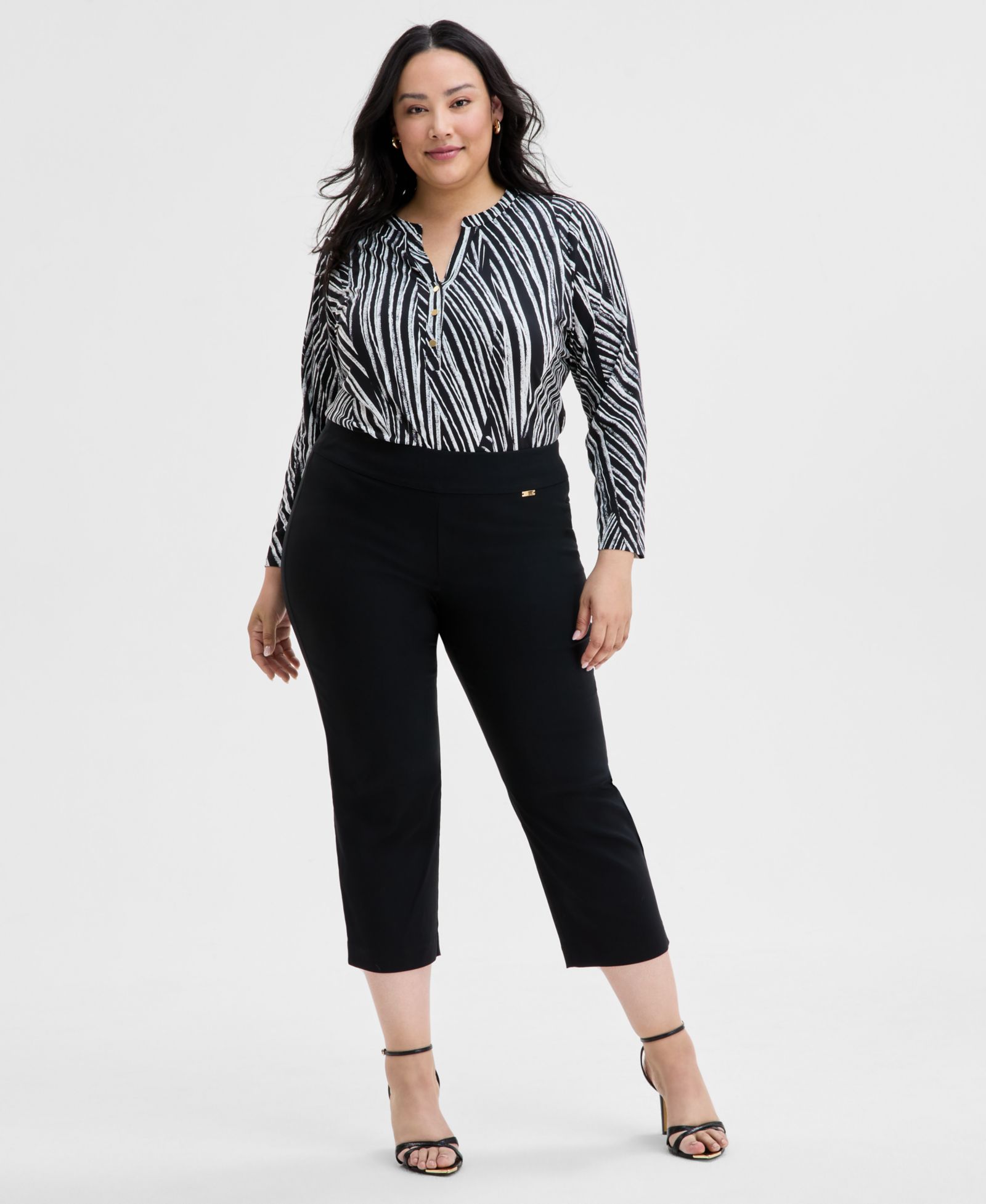 Брюки I.N.C. International Concepts Plus Size Mid-Rise Pull-On Capri
