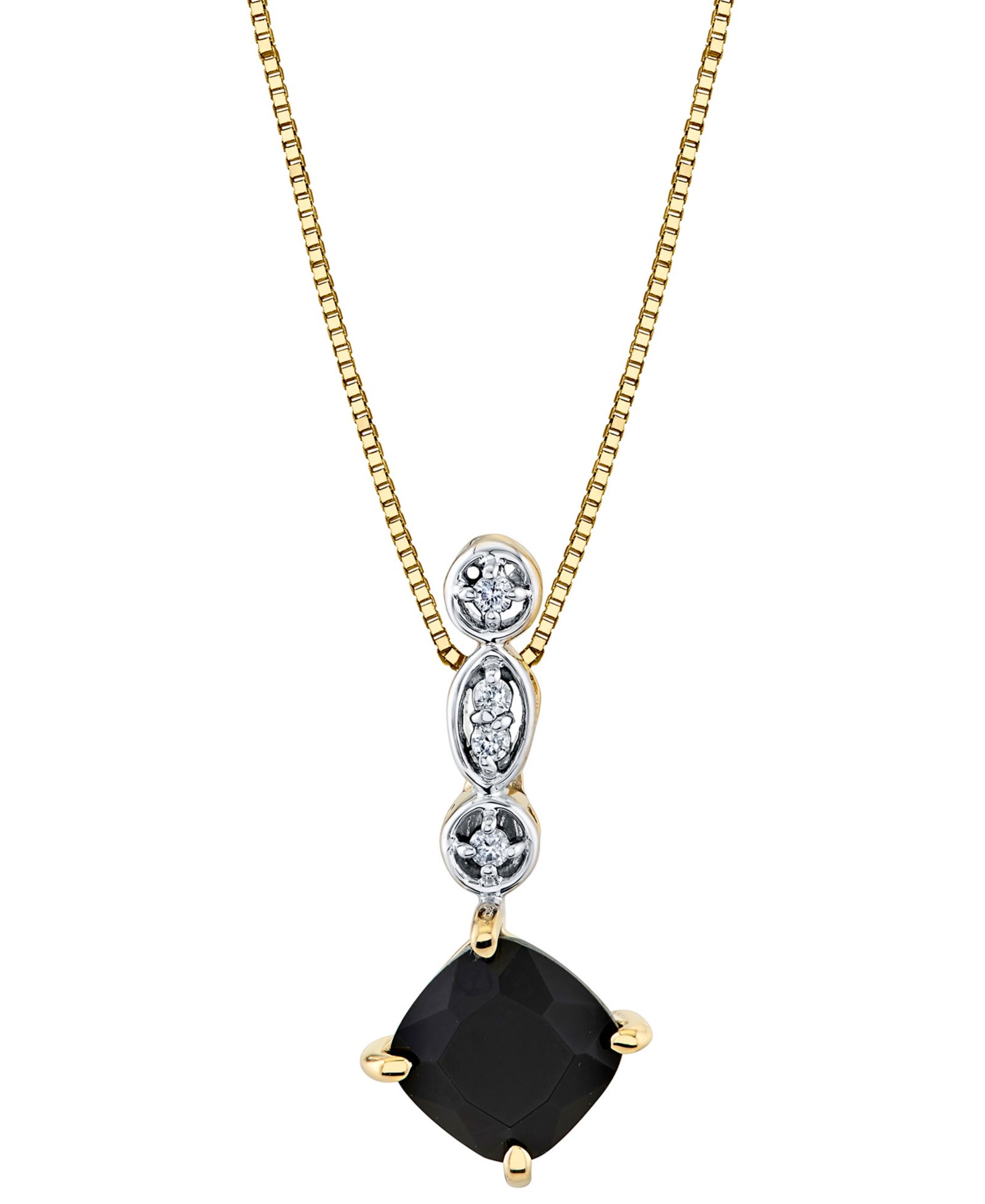 Onyx (7mm) & Diamond Accent 18" Pendant Necklace in 10k Yellow Gold