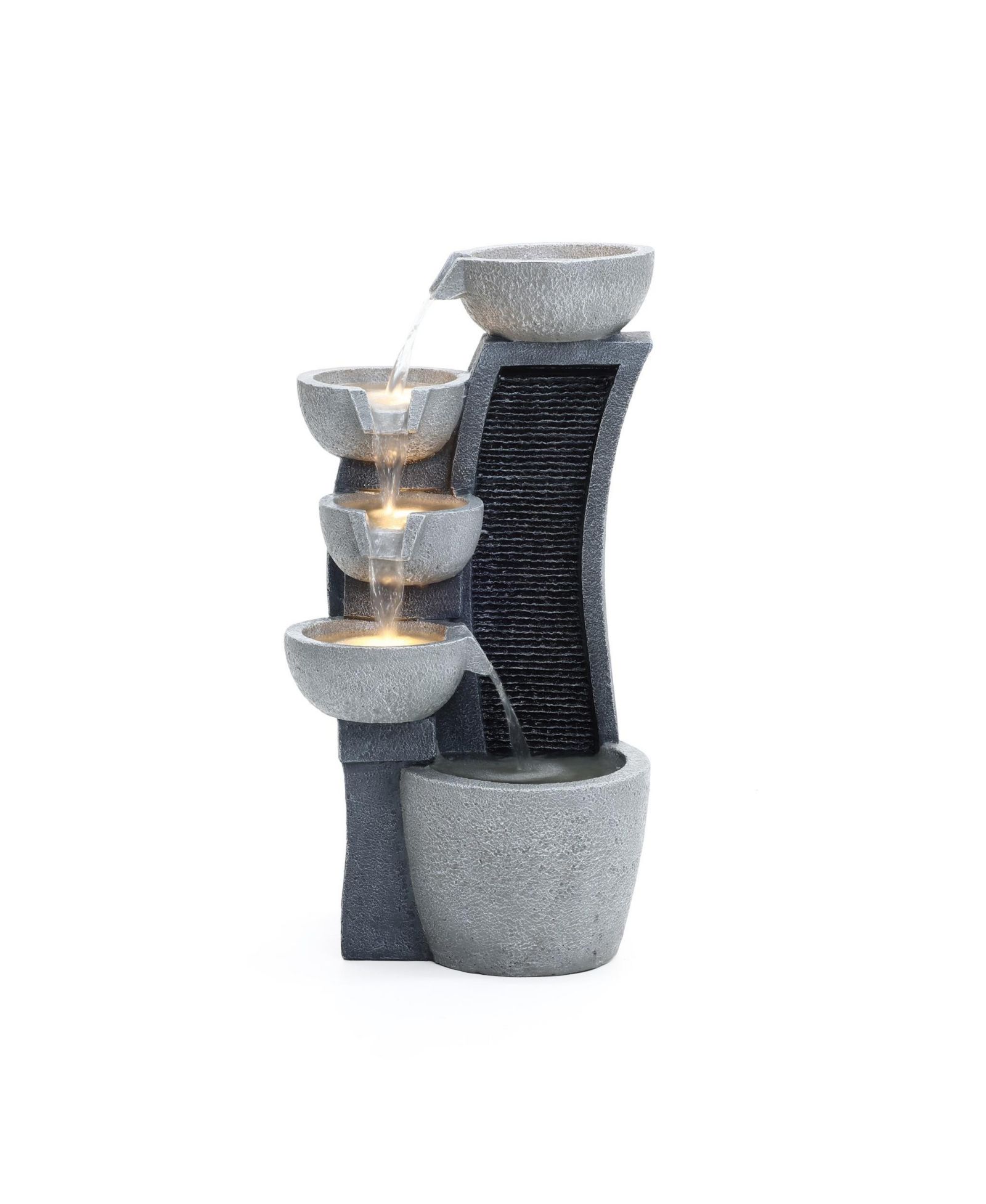 Современная смоляная инсталляция LuxenHome 5-Bowl Multi-Gray с подсветкой 26-Inch Tall