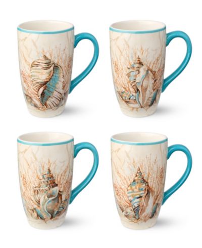 Certified International Escape to the Sea Mugs, Set of 4