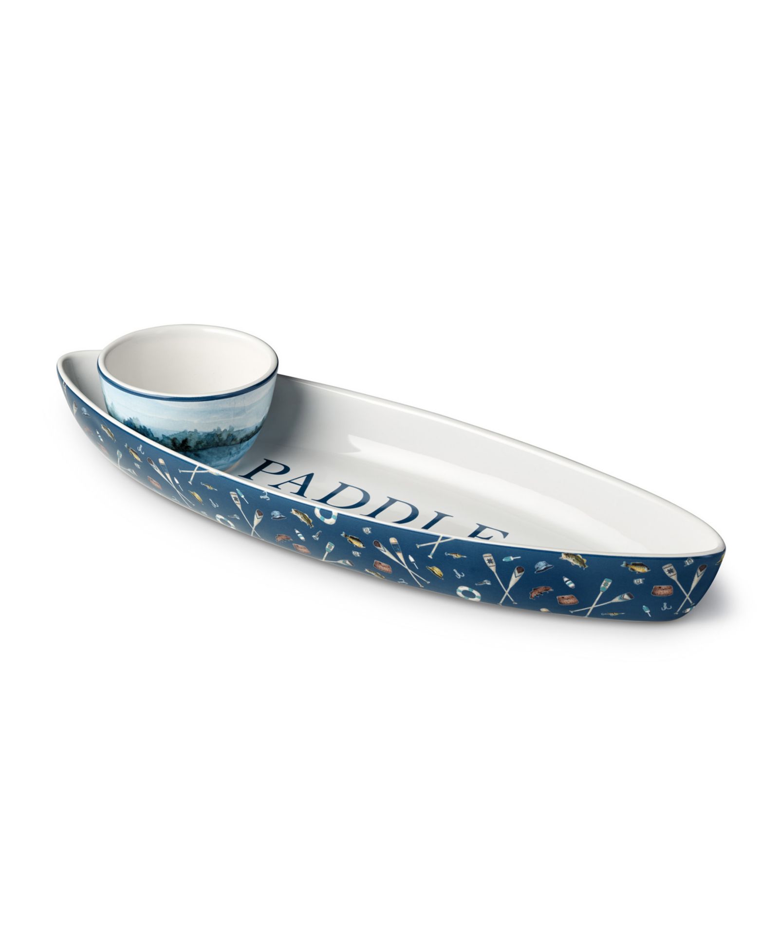 Набор для подачи Certified International Wake At The Lake 3-D Canoe 2-Piece Chip Dip