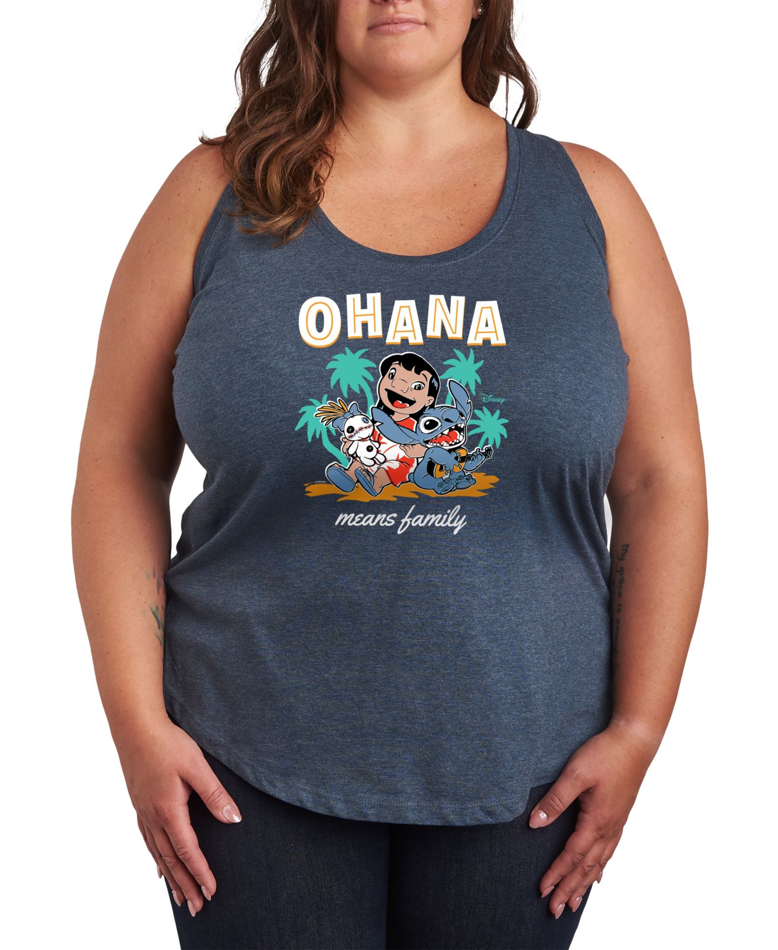Hybrid Apparel Женский майка Plus Size с графикой Lilo Stitch Ohana Means Family
