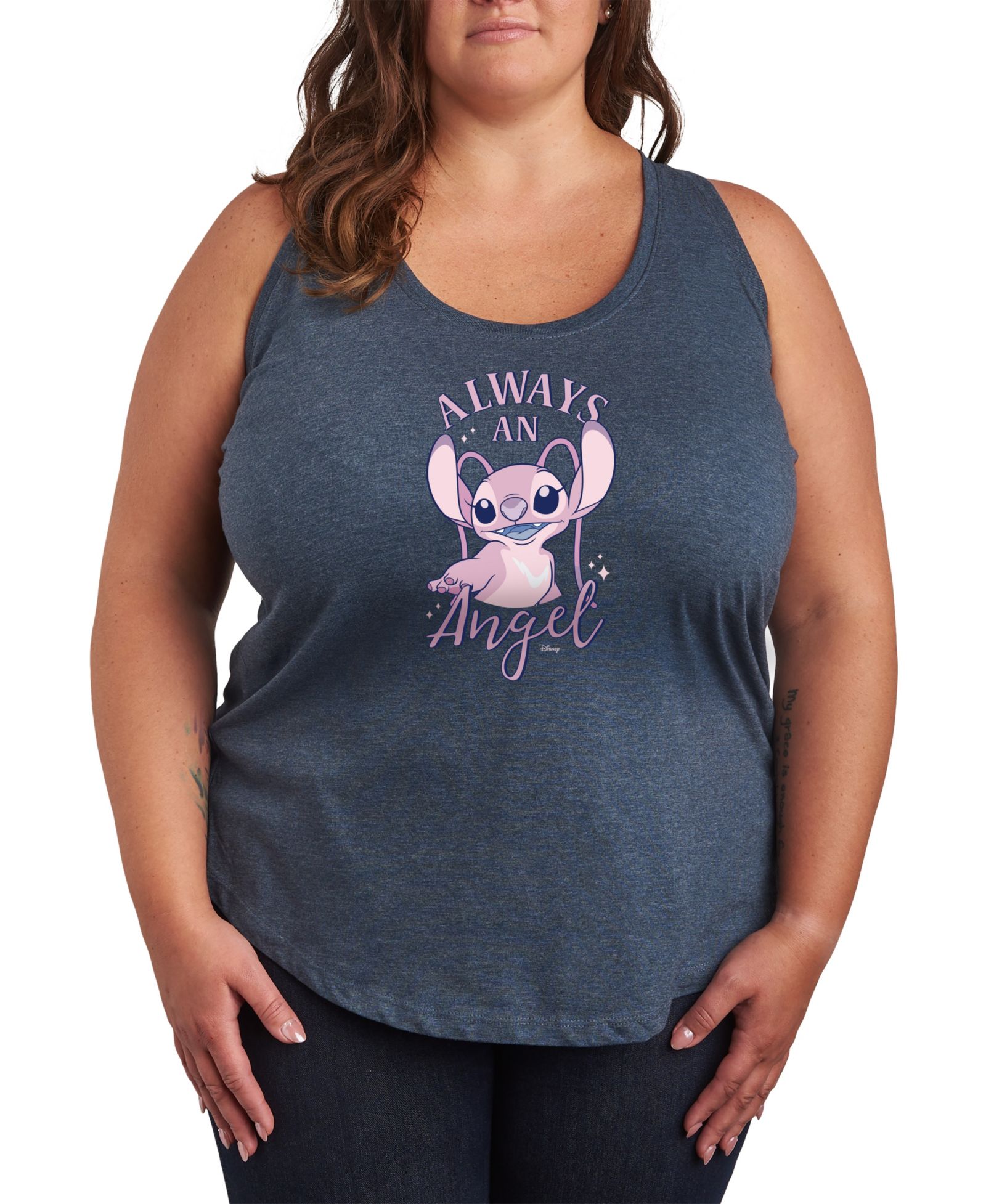 Hybrid Apparel Plus Size Lilo Stitch Always an Angel Graphic Tank Top