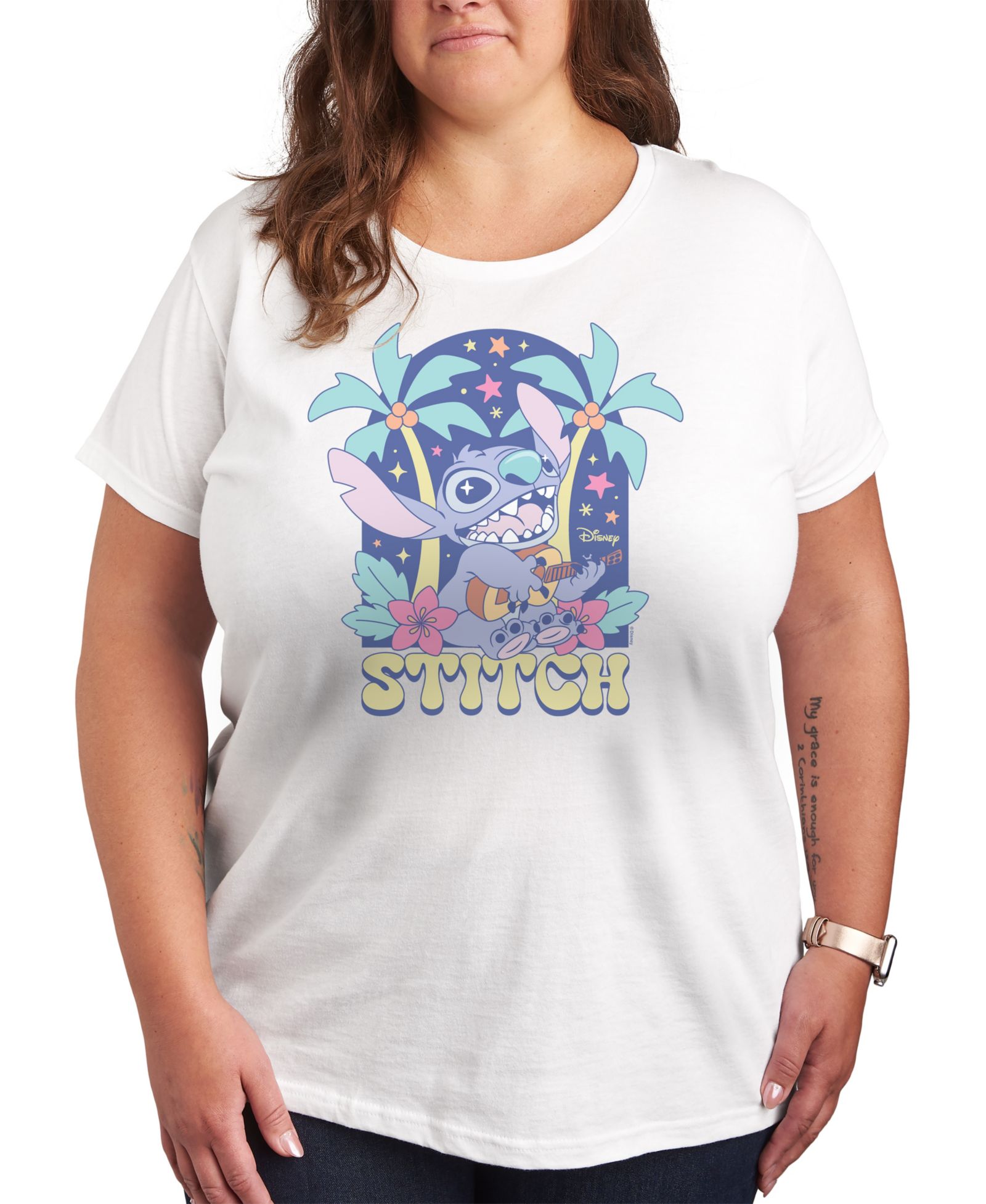 Женская футболка Hybrid Apparel Plus Size Lilo Stitch Ukulele Graphic