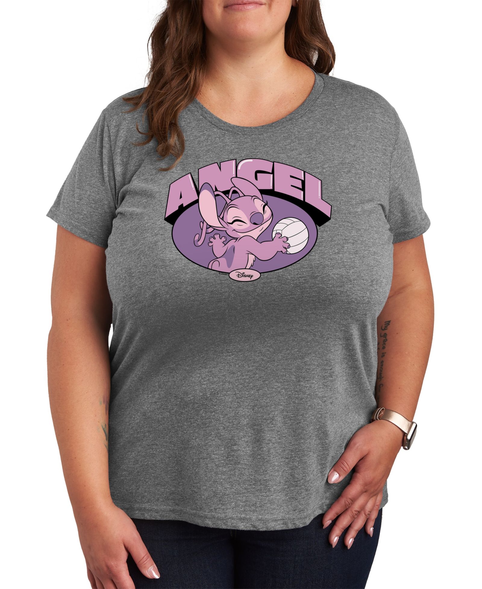 Hybrid Apparel Женская футболка Plus Size Lilo Stitch Angel Volleyball Graphic