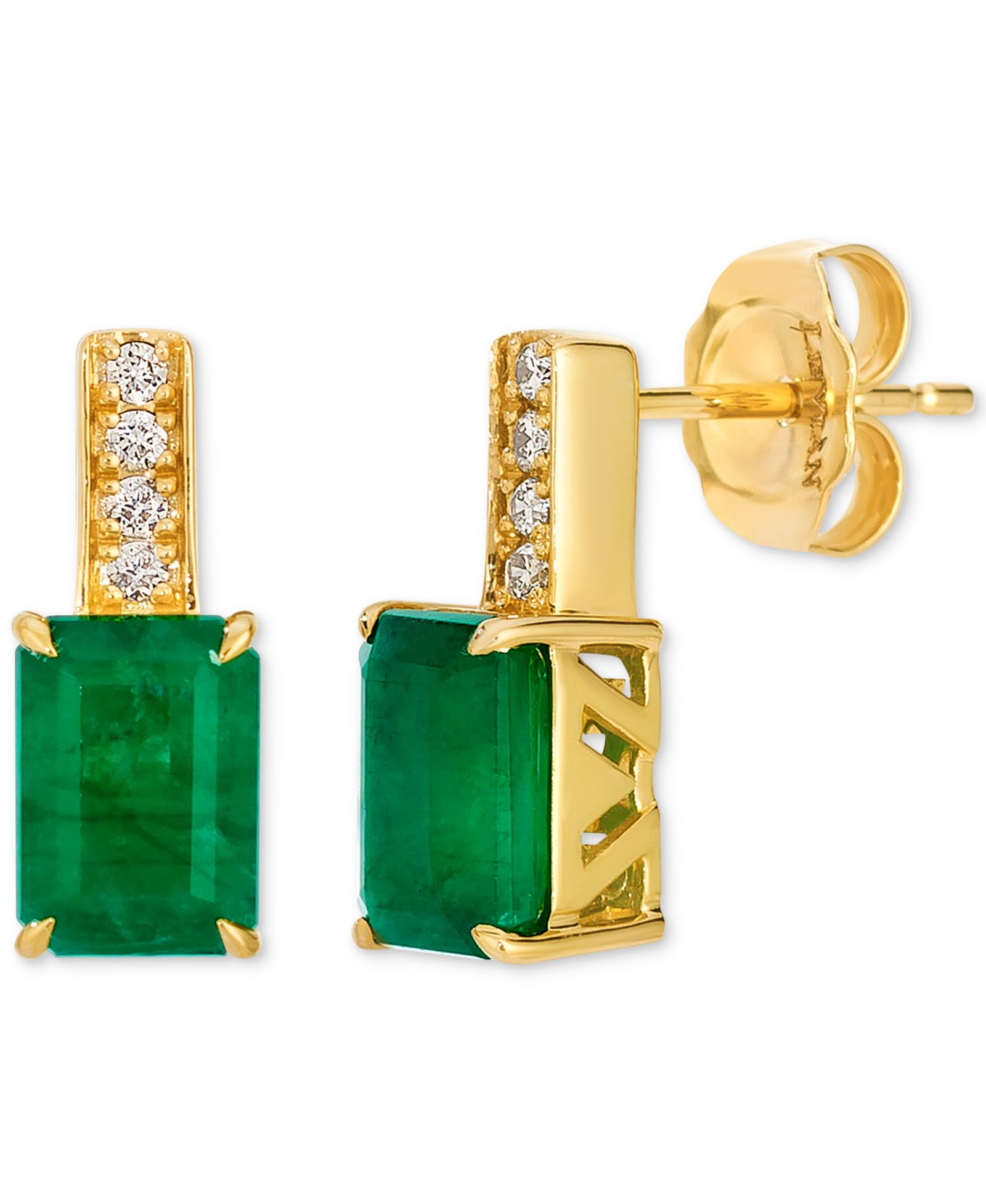 Серьги-подвески Le Vian Costa Smeralda Emerald и Nude Diamond в желтом золоте 14k