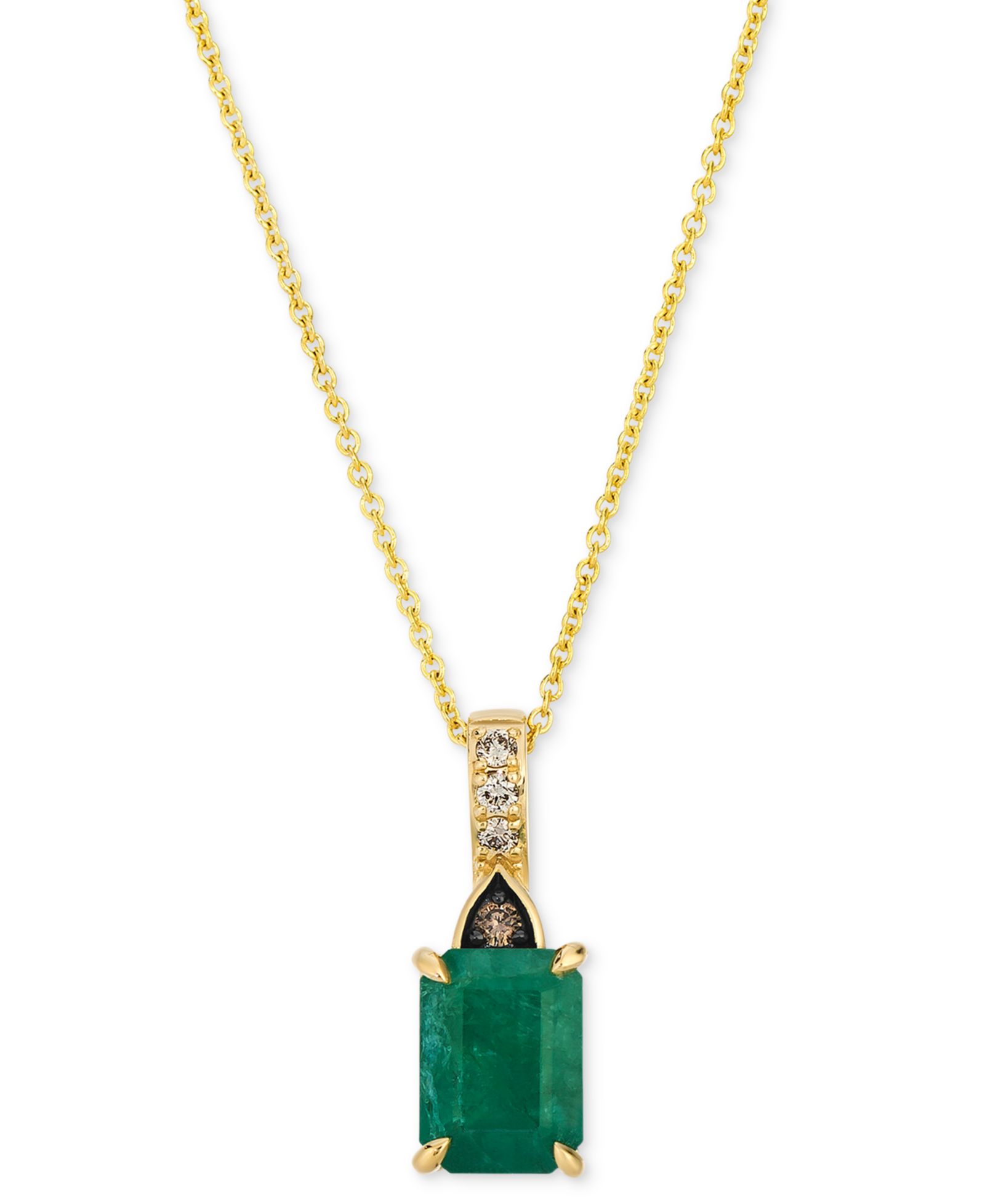 Le Vian® Costa Smeralda Emeralds (1-1/5 ct. t.w.) & Diamond (1/20 ct. t.w.) Adjustable 20" Pendant Necklace in 14k Gold