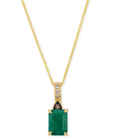 Le Vian® Costa Smeralda Emeralds (1-1/5 ct. t.w.) & Diamond (1/20 ct. t.w.) Adjustable 20" Pendant Necklace in 14k Gold