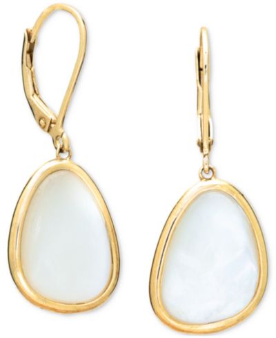 Серьги-подвески из стерлингового серебра с напылением 18k Gold-Plated и перламутром