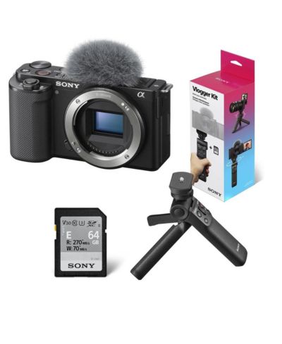 Беззеркальная камера Sony ZV-E10, комплект аксессуаров для влога с рукояткой-штативом и Bluetooth wireless
