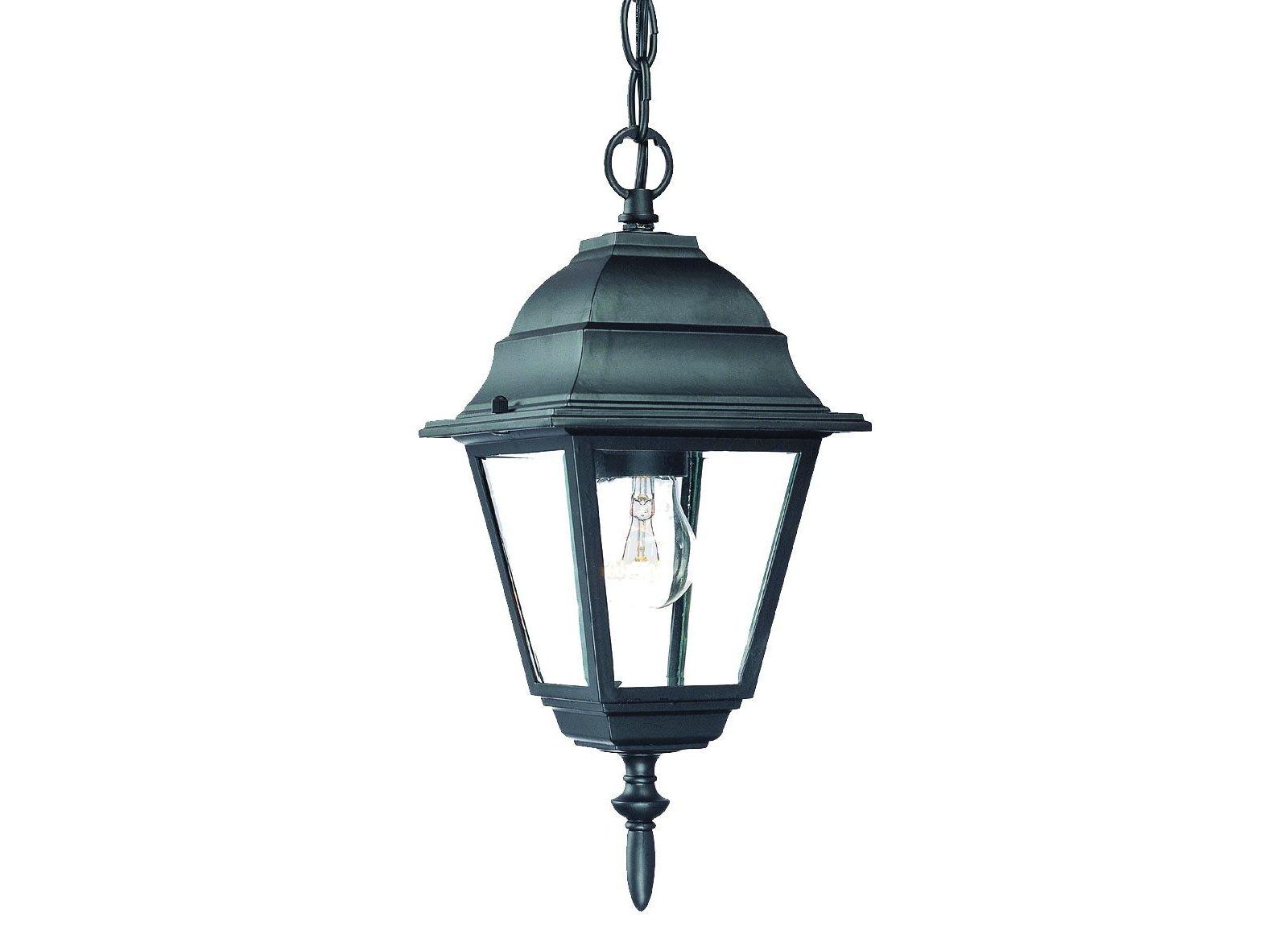 Slickblue Outdoor Hanging Light with Beveled Glass Shade - Stylish Pendant for Patio and Garden
