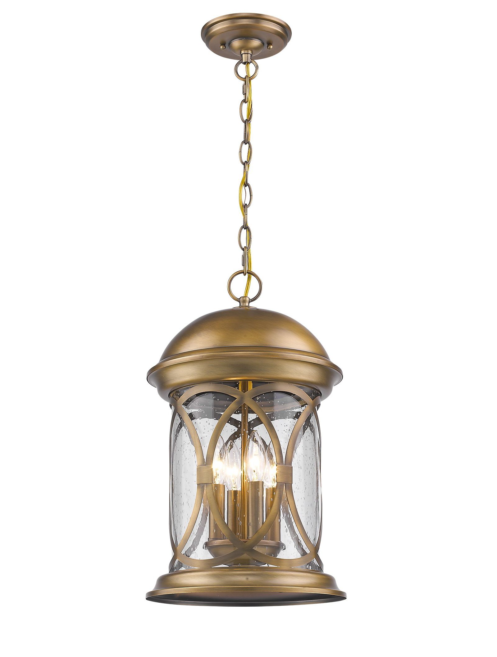 Slickblue Lincoln 4-Light Antique Brass Hanging Light