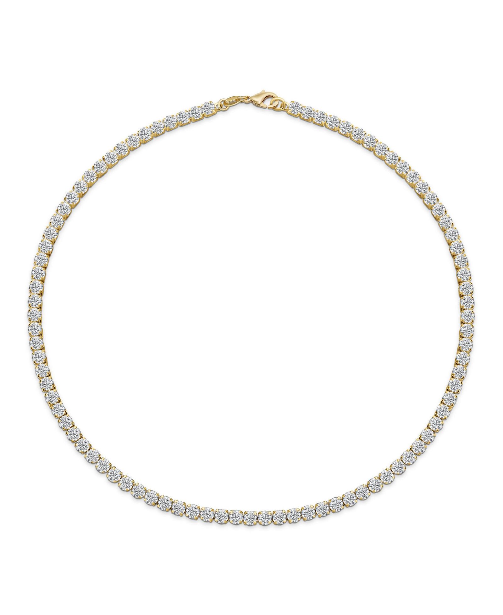 Bling Jewelry Bridal Lightweight CZ Round Prong Set Statement Tennis Necklace Collar Gold