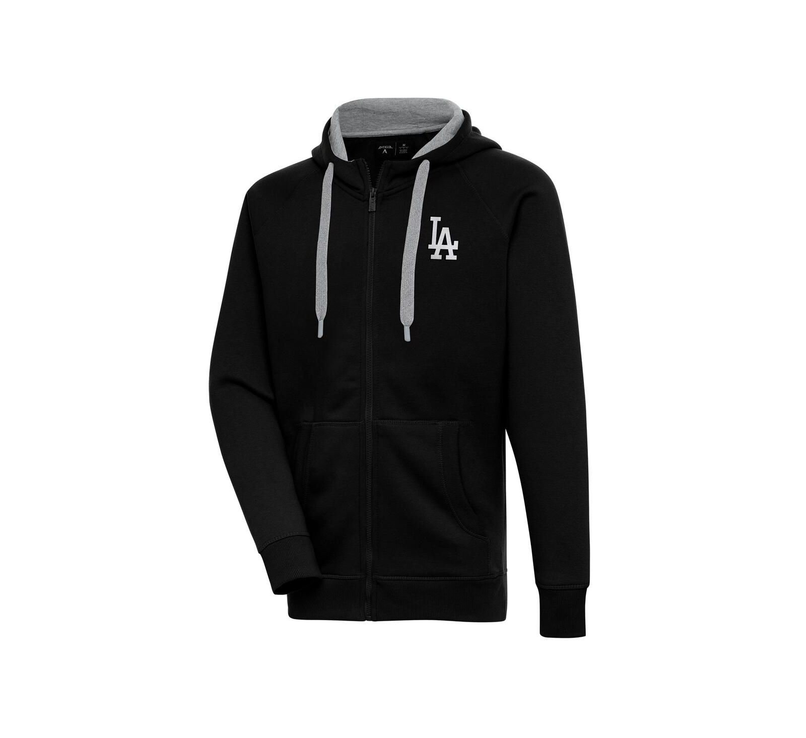 Antigua Men's Black Los Angeles Dodgers Metallic Victory Full-Zip Hoodie Jacket