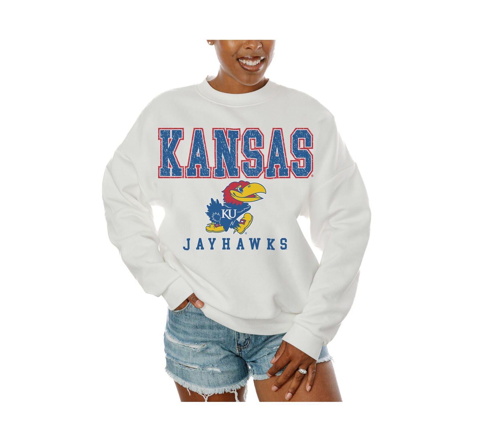 Женский свитшот Gameday Couture White Kansas Jayhawks Freestyle Fleece Pullover