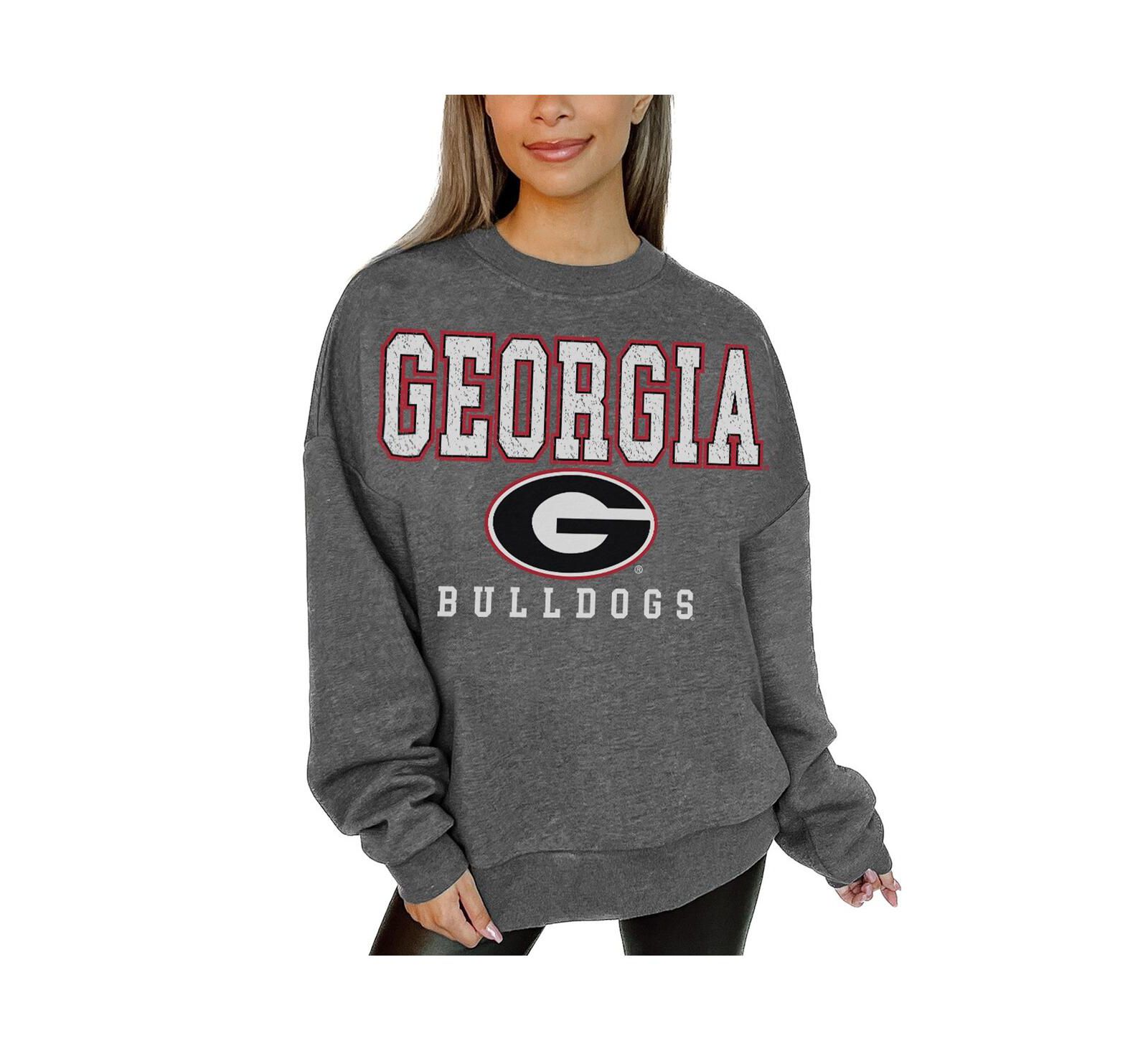 Женская толстовка Gameday Couture Heather Charcoal Georgia Bulldogs Distressed Fleece Pullover