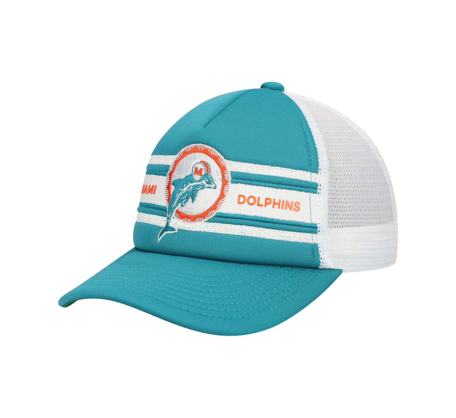 Кепка-тракер Mitchell & Ness с полосками Aqua Miami Dolphins для мальчиков и девочек, регулируемая
